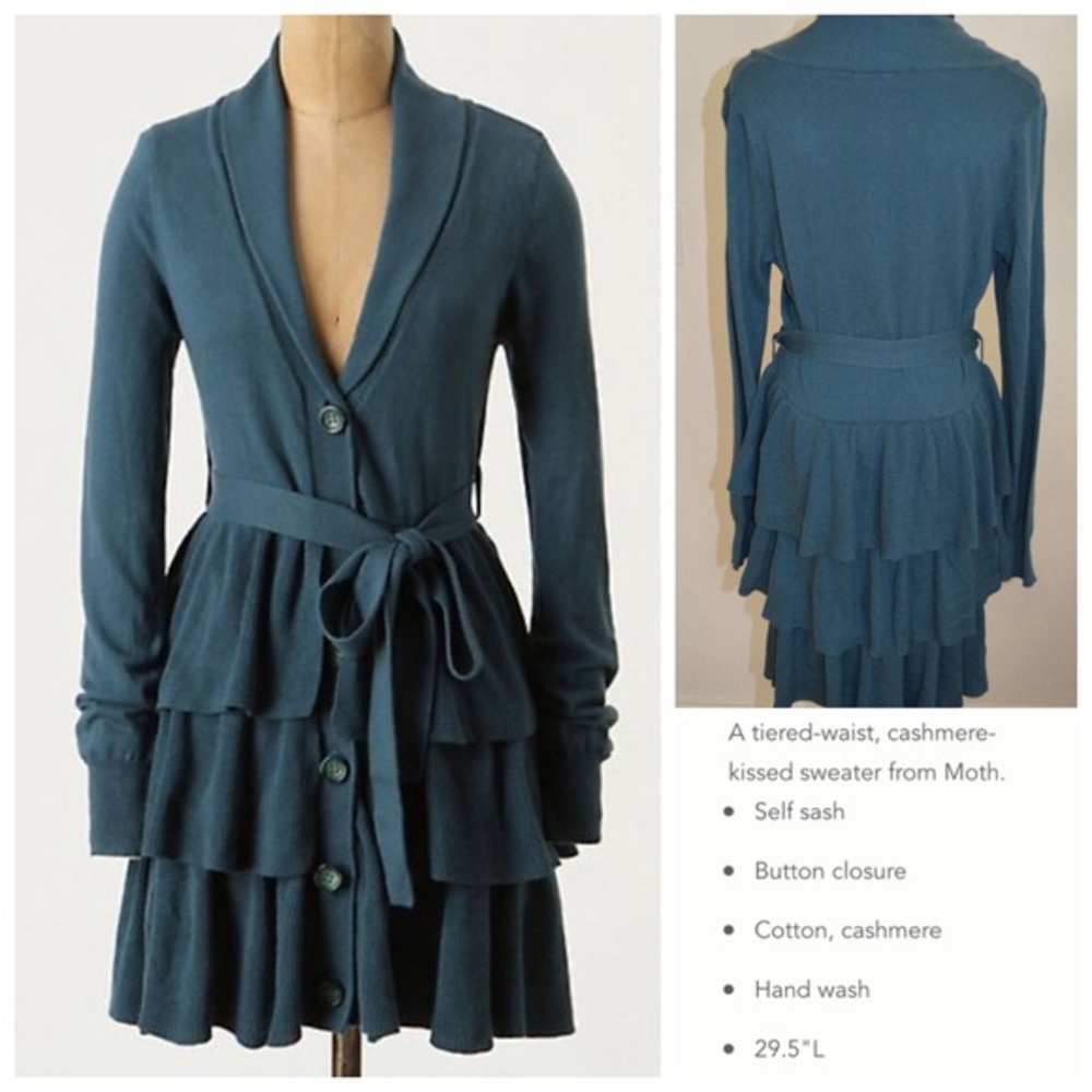 Anthropologie Moth Ruffled Petticoat cardigan